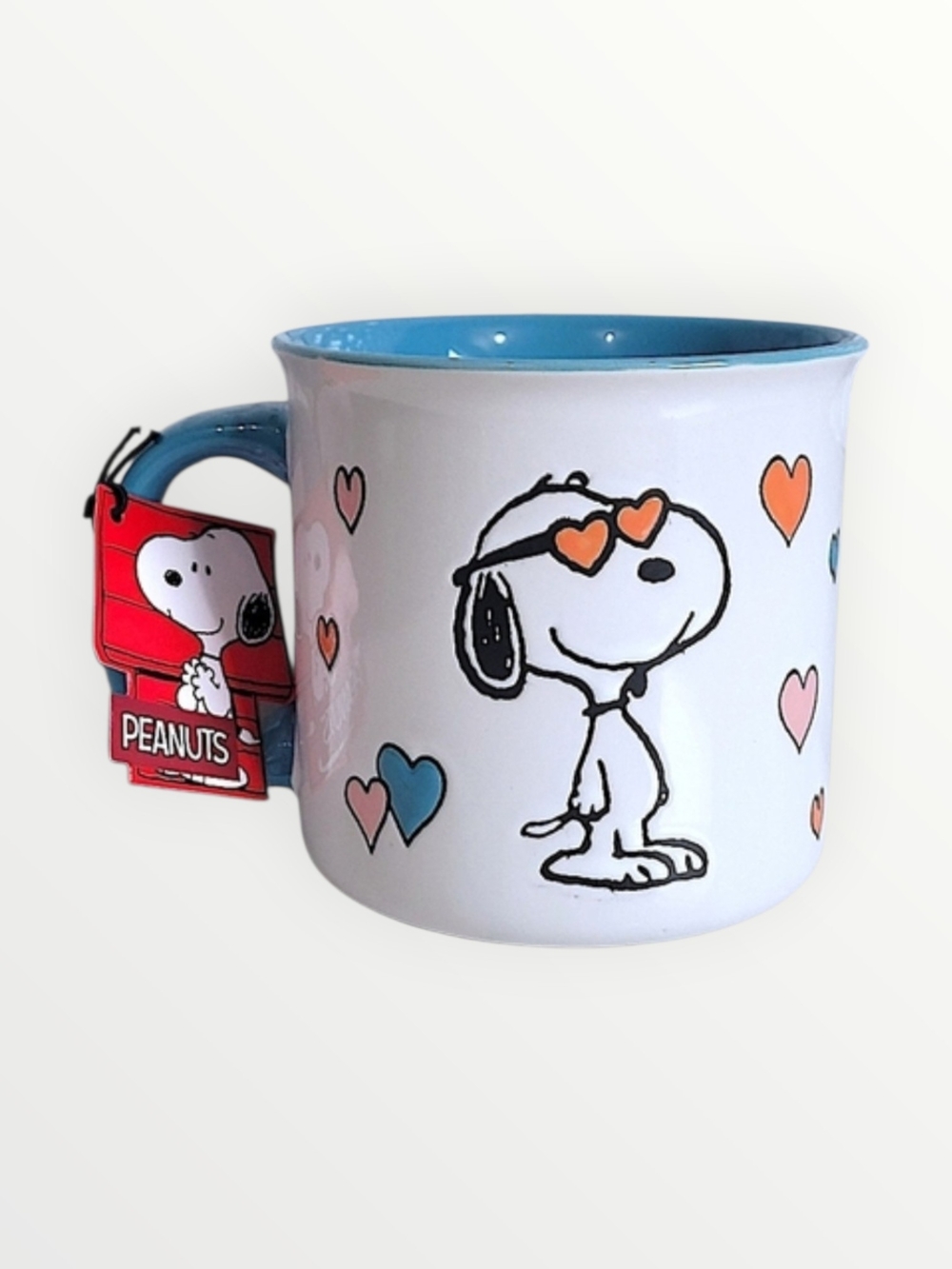 Peanuts Snoopy Heart Eyes Mug - White, Blue & Orange